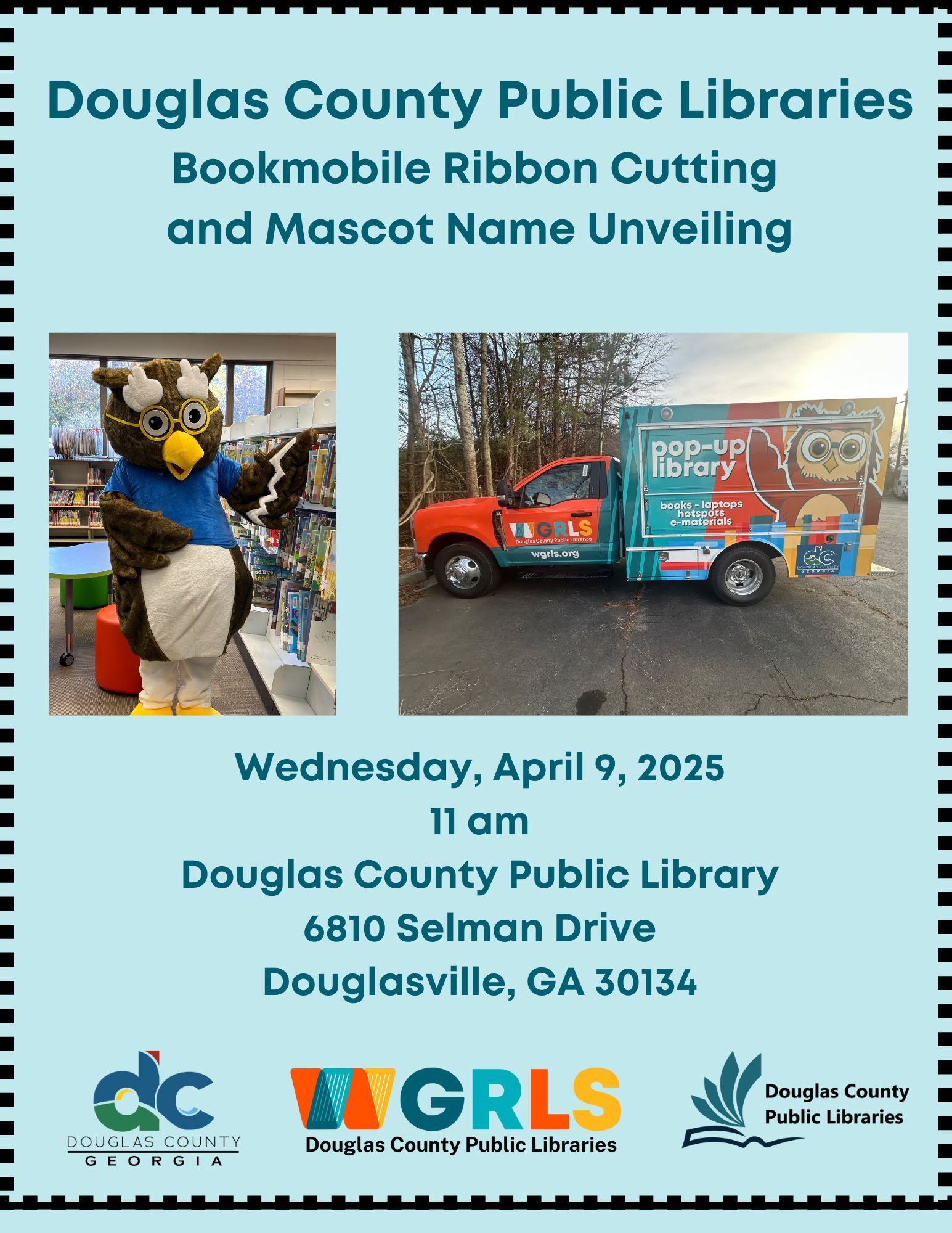 Ribbon Cutting Douglas County Library Bookmobile Wednesday, April 9, 2025 11am Douglas County Public